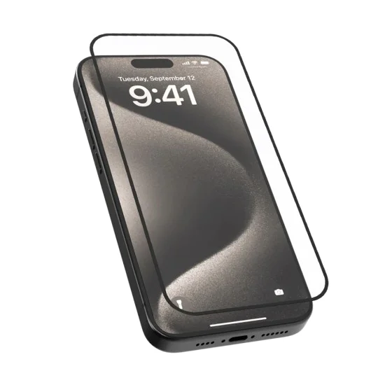 Протектор за iPhone 16 Pro - 2.5D Silk Full Cover HD Glass (5 пакета) - черен