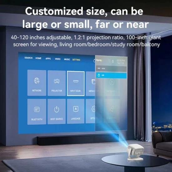Смарт проектор – Yesido Smart Projector (TV13) – 1280×720P, 190ANSI, Android 9.0, Bluetooth V5.1 – Бял