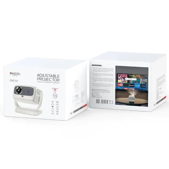 Смарт проектор – Yesido Smart Projector (TV13) – 1280×720P, 190ANSI, Android 9.0, Bluetooth V5.1 – Бял