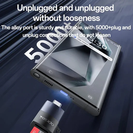 Картов четец – Yesido GS37 – Type-C, високоскоростен, алуминий, TF, поддръжка 1TB – Черен