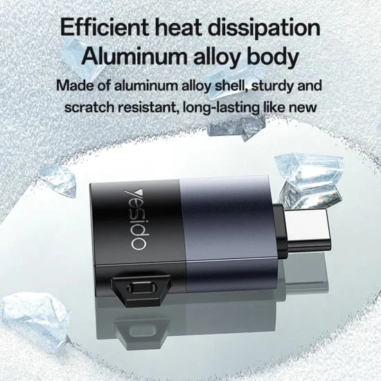 Картов четец – Yesido GS37 – Type-C, високоскоростен, алуминий, TF, поддръжка 1TB – Черен