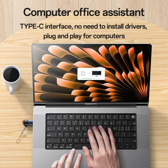 Картов четец – Yesido GS37 – Type-C, високоскоростен, алуминий, TF, поддръжка 1TB – Черен