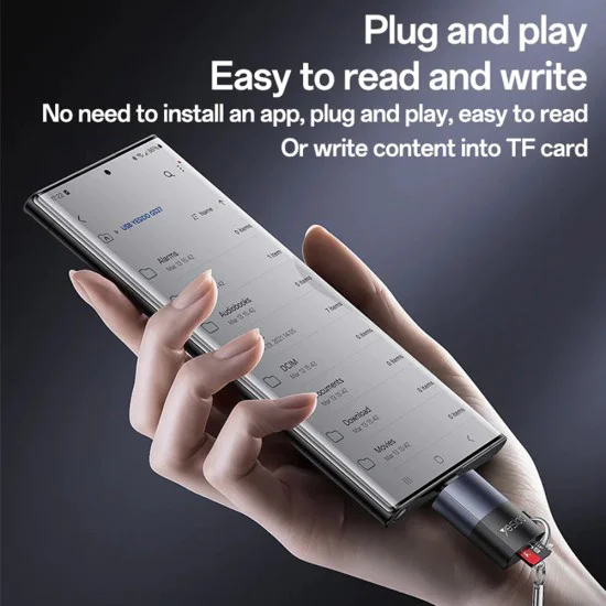 Картов четец – Yesido GS37 – Type-C, високоскоростен, алуминий, TF, поддръжка 1TB – Черен