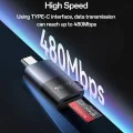 Картов четец – Yesido GS37 – Type-C, високоскоростен, алуминий, TF, поддръжка 1TB – Черен