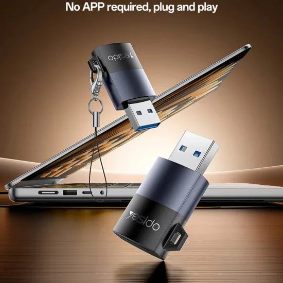 Картов четец – Yesido GS36 – USB, високоскоростен, алуминий, TF, поддръжка 1TB – Черен
