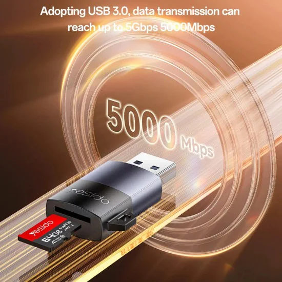 Картов четец – Yesido GS36 – USB, високоскоростен, алуминий, TF, поддръжка 1TB – Черен