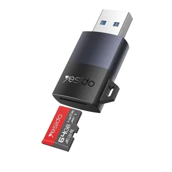 Картов четец – Yesido GS36 – USB, високоскоростен, алуминий, TF, поддръжка 1TB – Черен