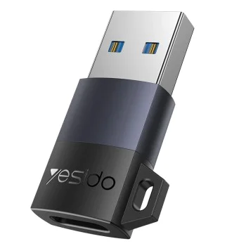 OTG адаптер – Yesido GS34 – USB3.0 мъжки → Type-C женски, 18W, алуминий – Сив