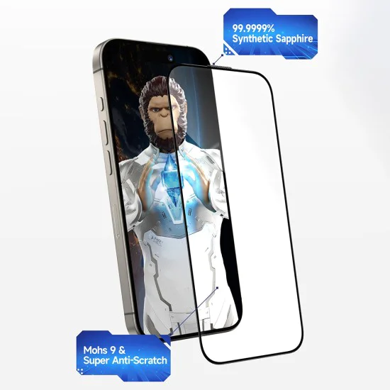 Протектор за iPhone 16 Pro Max - сапфирен скрийн протектор с апликатор Pro - черен