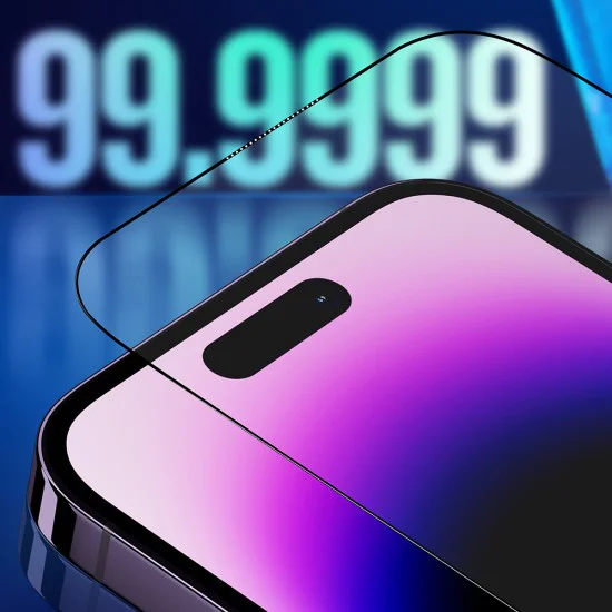 Протектор за iPhone 16 Pro Max - сапфирен скрийн протектор с апликатор Pro - черен