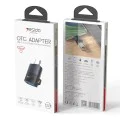 OTG адаптер – Yesido GS31 – Type-C → USB, QC18W, алуминий, Plug&Play – Сив