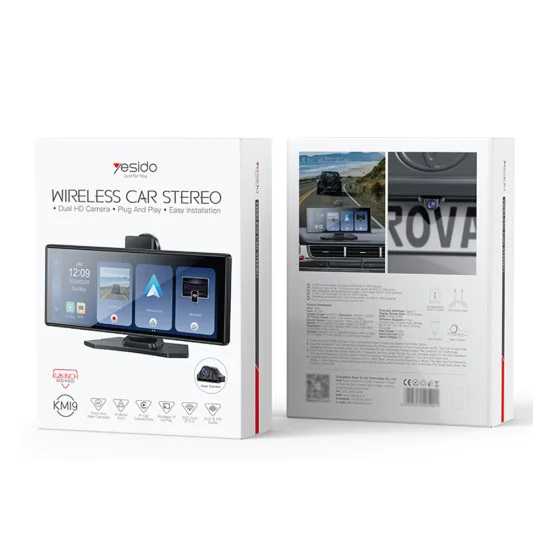 Автомобилен мултимедиен плейър – Yesido Wireless Car Stereo (KM19) – Dual HD камера, Plug&Play, CarPlay, Android Auto – Черен