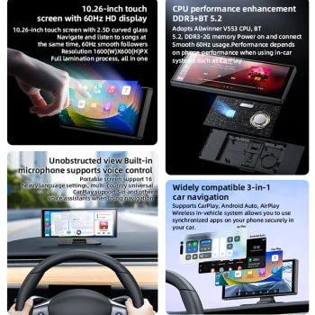 Автомобилен мултимедиен плейър – Yesido Wireless Car Stereo (KM19) – Dual HD камера, Plug&Play, CarPlay, Android Auto – Черен