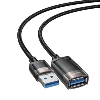 USB удължител – Yesido Extension Adapter (GS26) – USB2.0, кабел 1.5m, оплетка, високоскоростен – Сив