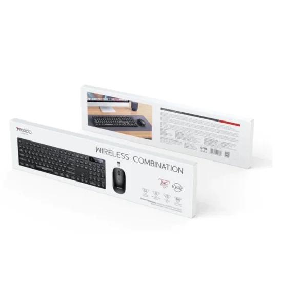 Комплект клавиатура + мишка – Yesido Wireless Keyboard and Mouse Set (KB42) – 2.4GHz, 1000DPI, Plug&Play – Черен