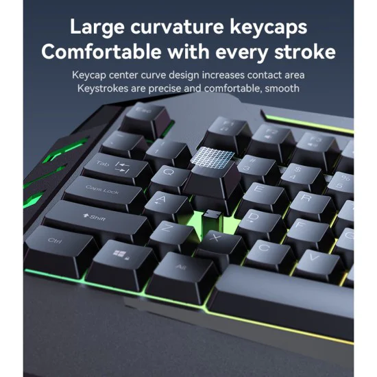 Геймърска клавиатура – Yesido Wireless Keyboard (KB21) – Механична, RGB, жична, 104 клавиша, 1.5m – Черна