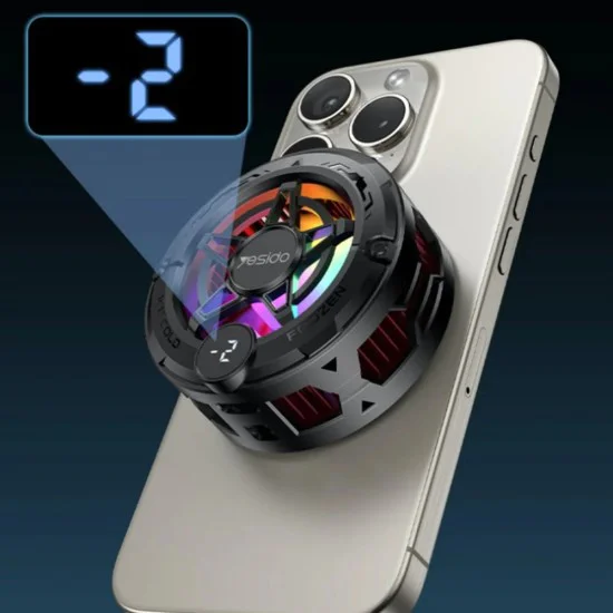 Охладител за телефон – Yesido Phone Cooler (C226) – Полупроводников, Магнитен, RGB, Дисплей – Сив