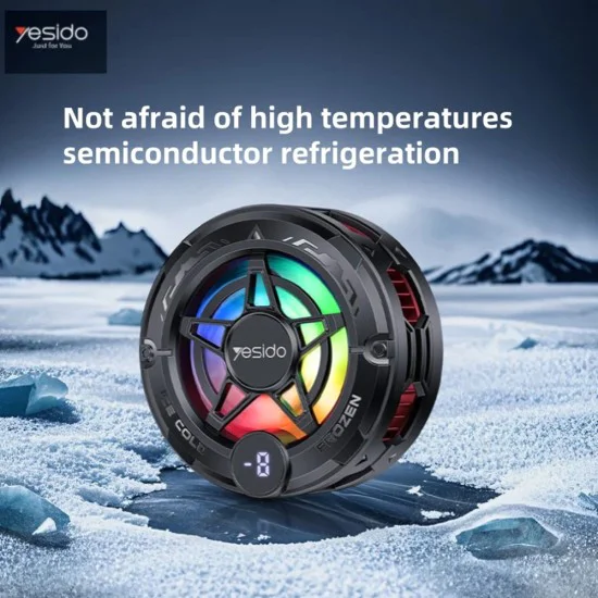 Охладител за телефон – Yesido Phone Cooler (C226) – Полупроводников, Магнитен, RGB, Дисплей – Сив