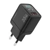 Techsuit - Зарядно за стена LEDChargX (CH3) - Type-C, USB, GaN технология, бързо зареждане, LED дисплей, PD35W - Черно