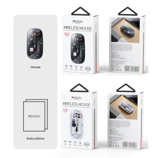 Безжична мишка – Yesido Wireless Mouse (KB29) – Type-C, BT + 2.4G, 800/1200/1600 DPI, 400mAh – Бяла