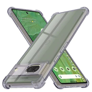 Калъф за Google Pixel 7 - Techsuit - Удароустойчив Clear Silicone - Опушено Черен