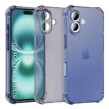 Калъф за iPhone 16 - Techsuit - Удароустойчив Clear Silicone - Опушено Черен