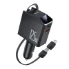Автомобилно зарядно 4в1 – Yesido Y71 – прибиращ Type-C + Lightning адаптер, USB-A + Type-C, 125W, LED – Черно