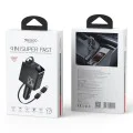 Автомобилно зарядно 4в1 – Yesido Y71 – прибиращ Type-C + Lightning адаптер, USB-A + Type-C, 125W, LED – Черно
