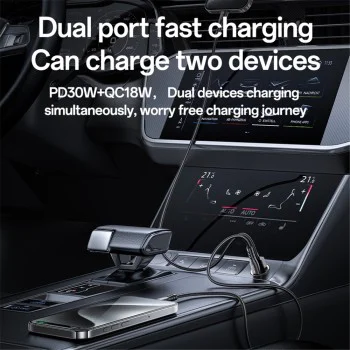 Скрита зарядна букса – Yesido Hidden Car Charger (Y68) – USB-A + Type-C, PD30W, алуминий – Черен