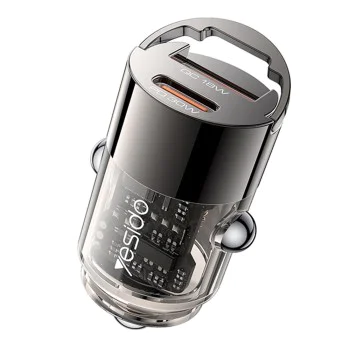 Скрита зарядна букса – Yesido Hidden Car Charger (Y68) – USB-A + Type-C, PD30W, алуминий – Черен