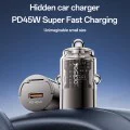 Скрита зарядна букса – Yesido Hidden Car Charger (Y67) – Type-C, PD45W, алуминий – Черен