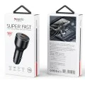 Автомобилно зарядно – Yesido Y65 – USB-A + Type-C, PD100W, алуминий, супер бързо зареждане – Черно