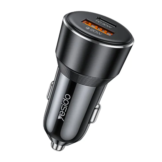 Автомобилно зарядно – Yesido Y64 – USB-A + Type-C, 50W, fast charge, multi-protection – Черно