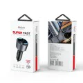 Автомобилно зарядно – Yesido Y59 – 2× Type-C + USB-A, 200W, светлинен ефект, fast charge – Черно