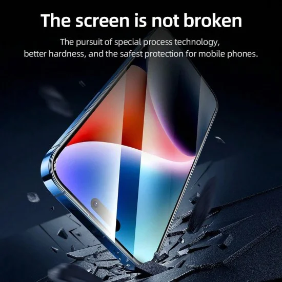 Протектор за iPhone 16 Pro Max - 3D пълен дисплей с извит ръб AR стъкло с апликатор Pro - черен