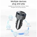 Автомобилно зарядно – Yesido Y50 – 2× Type-C + USB, 60W, LED пръстен, интелигентен температурен контрол – Черно
