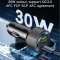 Автомобилно зарядно – Yesido Y50 – 2× Type-C + USB, 60W, LED пръстен, интелигентен температурен контрол – Черно