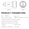 Автомобилно зарядно – Yesido Y50 – 2× Type-C + USB, 60W, LED пръстен, интелигентен температурен контрол – Черно