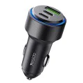 Автомобилно зарядно – Yesido Y50 – 2× Type-C + USB, 60W, LED пръстен, интелигентен температурен контрол – Черно