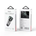 Автомобилно зарядно – Yesido Y49 – USB-A + Type-C, LED светлина, fast charge 30W – Сиво