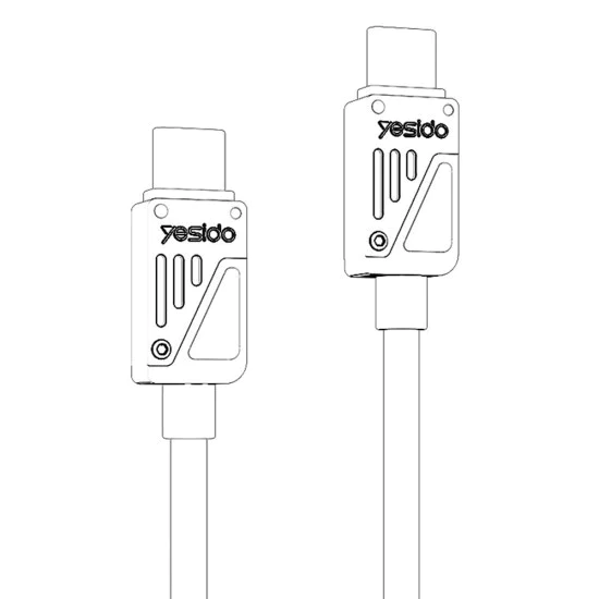 Кабел за данни – Yesido CA196 – Type-C → Type-C, fast charge PD60W, 480Mbps, CarPlay, цинкова сплав, 1.2m – Черен