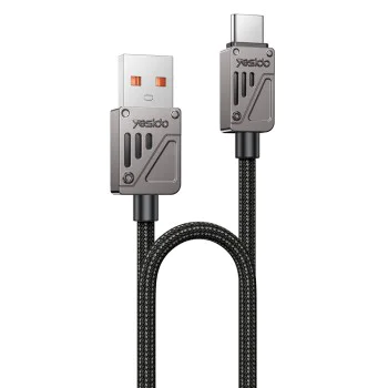 Кабел за данни – Yesido CA135C – USB → Type-C, QC18W, fast charge, 3A, 480Mbps, цинкова сплав, 1.2m – Черен