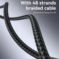 Кабел за данни – Yesido CA186 – Type-C → Type-C, fast charge 240W, 48V/5A, 480Mbps, E-Mark, оплетка, 2m – Черен