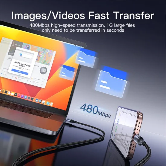 Кабел за данни – Yesido CA129C – USB → Type-C, fast charge 18W, 3A, 480Mbps, CarPlay, алуминий, 1.2m – Черен