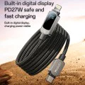 Кабел за данни – Yesido CA180 – Type-C → Lightning, супер бързо зареждане, LED дисплей, 27W, 3A, 480Mbps, 1.2m – Черен