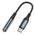 Аудио адаптер – Yesido YAU38 – Type-C → 3.5mm, найлон, алуминий, 15cm – Черен