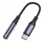 Аудио адаптер – Yesido YAU38 – Type-C → 3.5mm, найлон, алуминий, 15cm – Черен