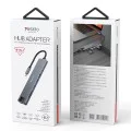 Докинг станция 8в1 – Yesido HB27 – Type-C → 2× USB, 2× USB-C, HDMI, RJ45, SD/TF, PD100W, 4K@30Hz – Сива