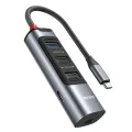 Докинг станция 5 в 1 – Yesido HB24 – Type-C → 3× USB + USB-C + Mini DP, PD100W, 4K@30Hz, 5Gbps – Сив