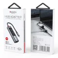 Докинг станция 5 в 1 – Yesido HB24 – Type-C → 3× USB + USB-C + Mini DP, PD100W, 4K@30Hz, 5Gbps – Сив
